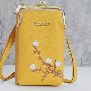 Yellow PU Leather Mobile Phone/Crossbody Bag, NWT